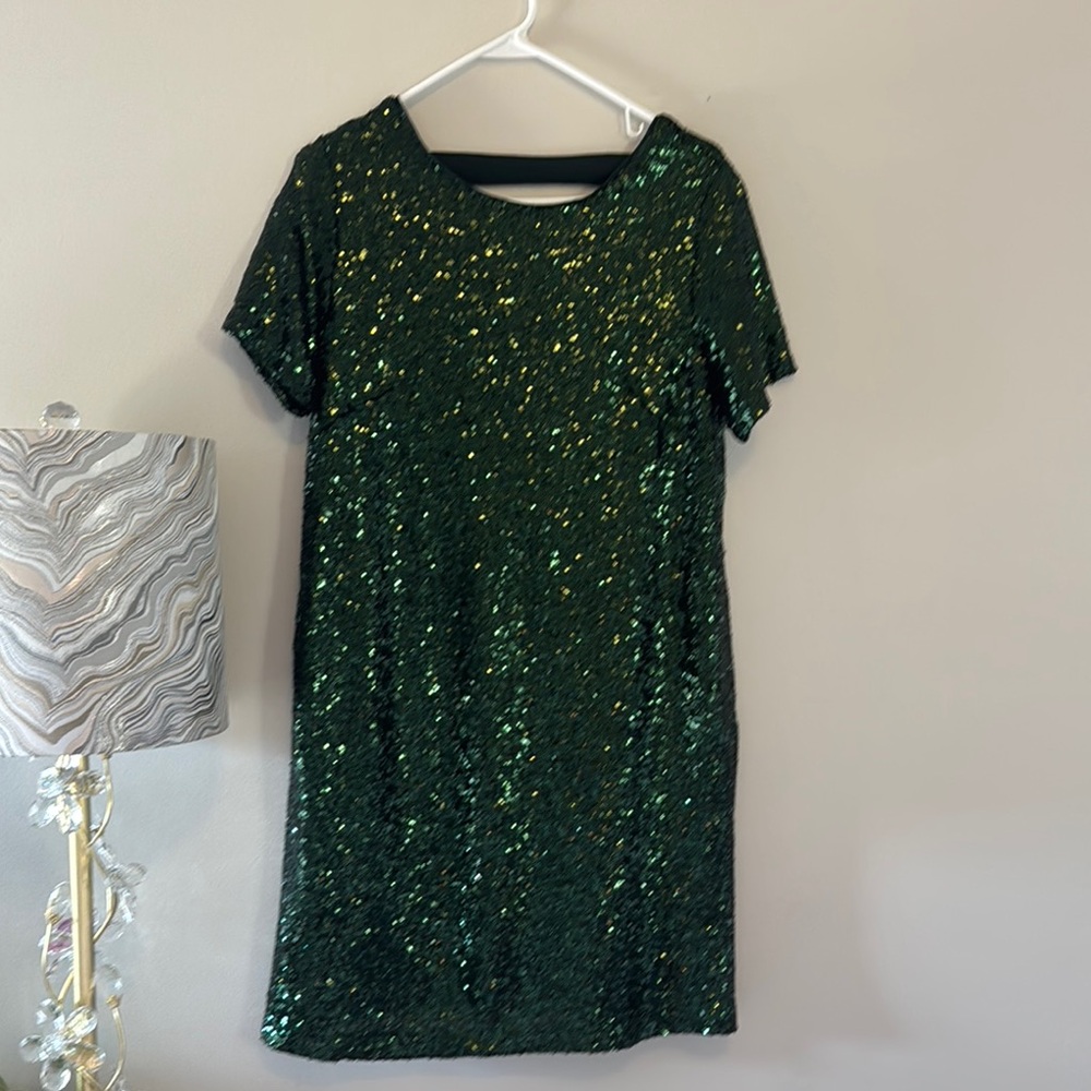 In Bloom Green Sequin Sheath Mini Dress